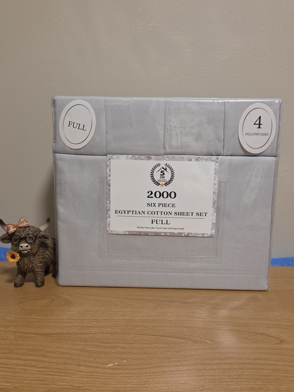 2000 Six Piece Egyptian Cotton Sheet Set - Full - Light Gray